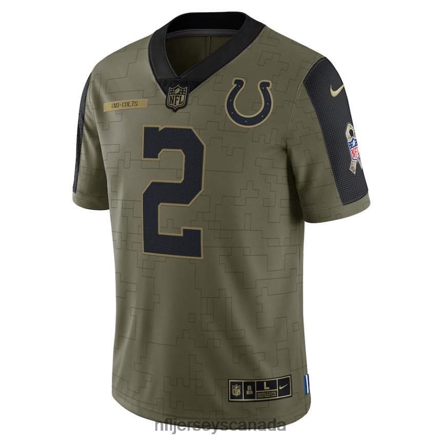 Men Indianapolis Colts Carson Wentz Nike Olive 2021 Salute To Service Limited Player Jersey Clothing NFL TBXFR62913