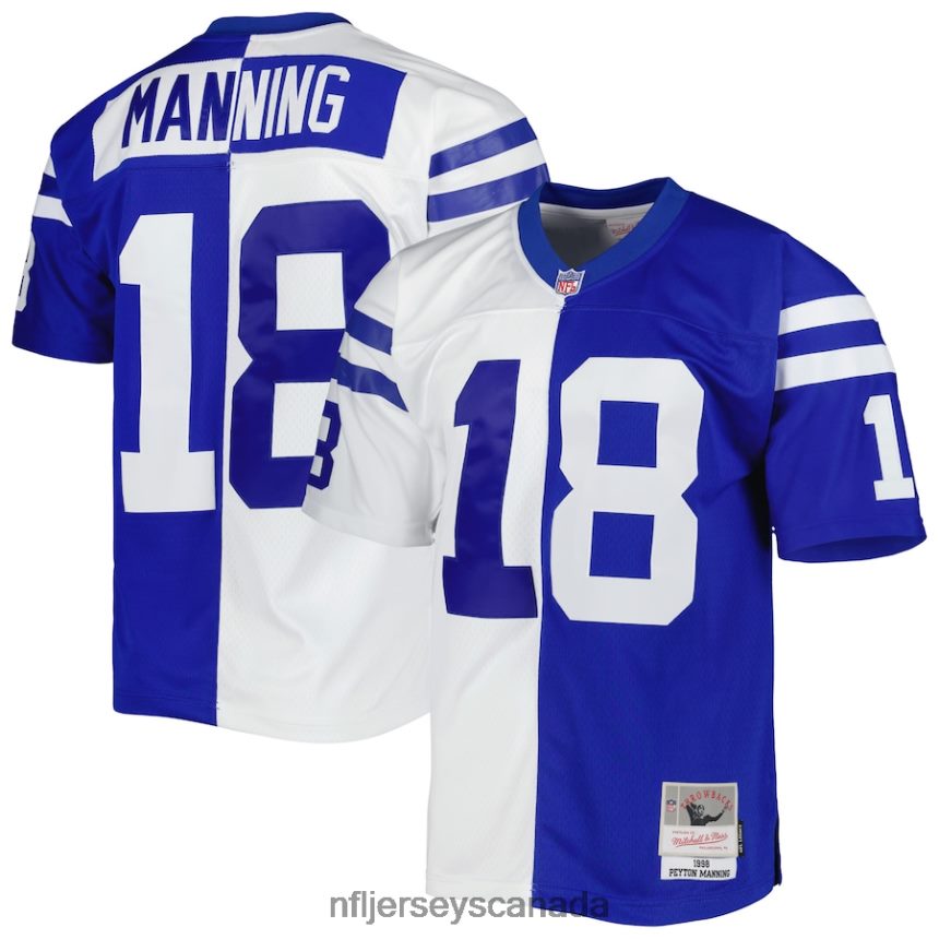 Men Indianapolis Colts Peyton Manning Mitchell  Ness Royal/White 1998 Split Legacy Replica Jersey Clothing NFL TBXFR63515