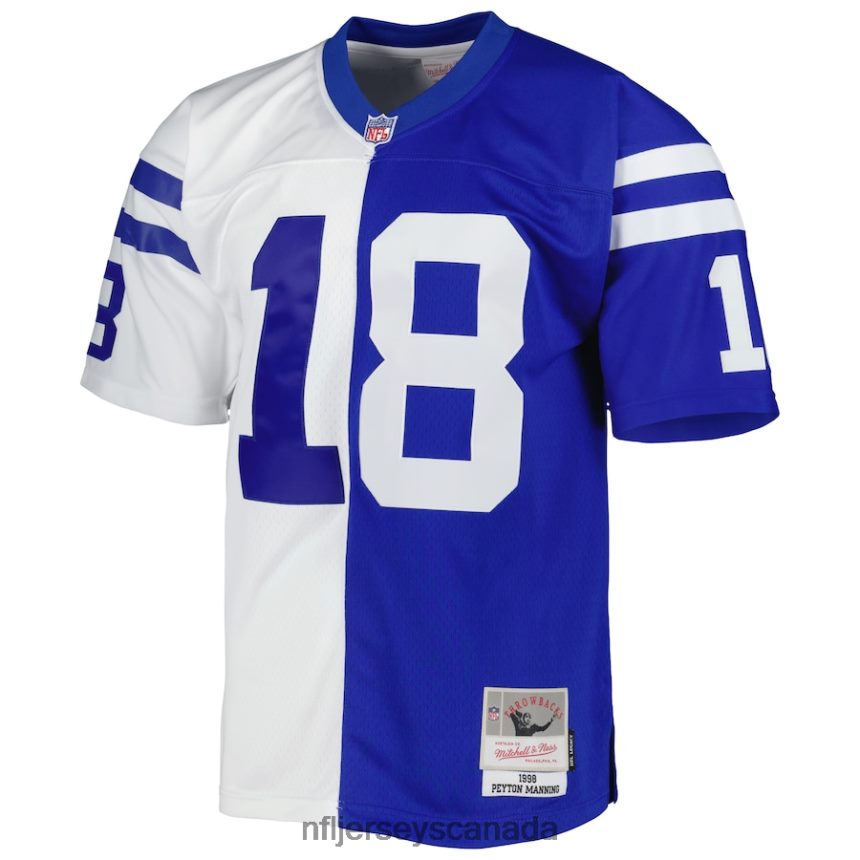 Men Indianapolis Colts Peyton Manning Mitchell  Ness Royal/White 1998 Split Legacy Replica Jersey Clothing NFL TBXFR63515