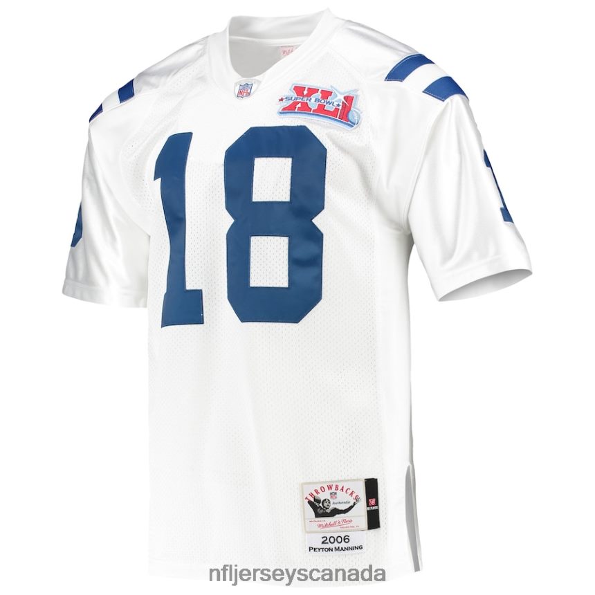 Men Indianapolis Colts Peyton Manning Mitchell  Ness White 2006 Super Bowl XLI Authentic Retired Player Jersey Clothing NFL TBXFR62582