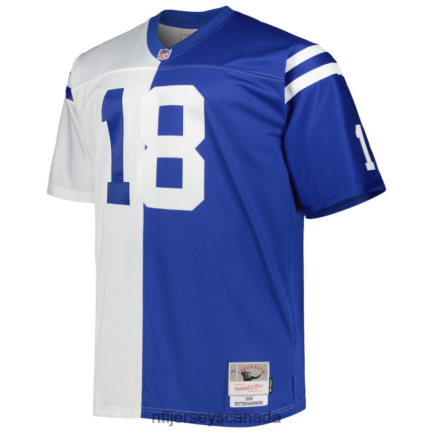 Men Indianapolis Colts Peyton Manning Mitchell  Ness White/Royal Big  Tall Split Legacy Retired Player Replica Jersey Clothing NFL TBXFR62291