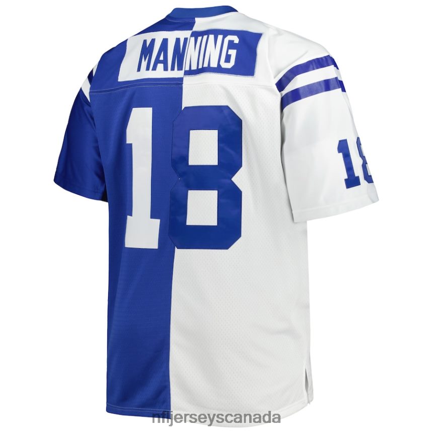 Men Indianapolis Colts Peyton Manning Mitchell  Ness White/Royal Big  Tall Split Legacy Retired Player Replica Jersey Clothing NFL TBXFR62291