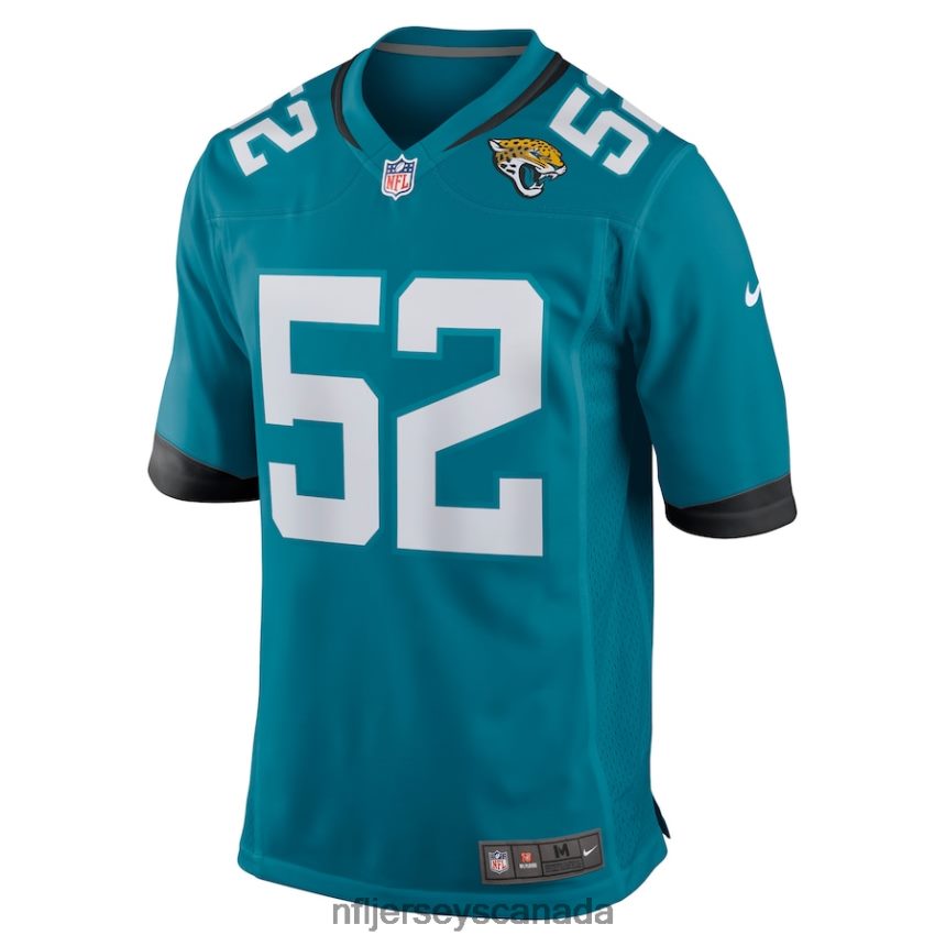Men Jacksonville Jaguars DaVon Hamilton Nike Teal Game Jersey Clothing NFL TBXFR65676