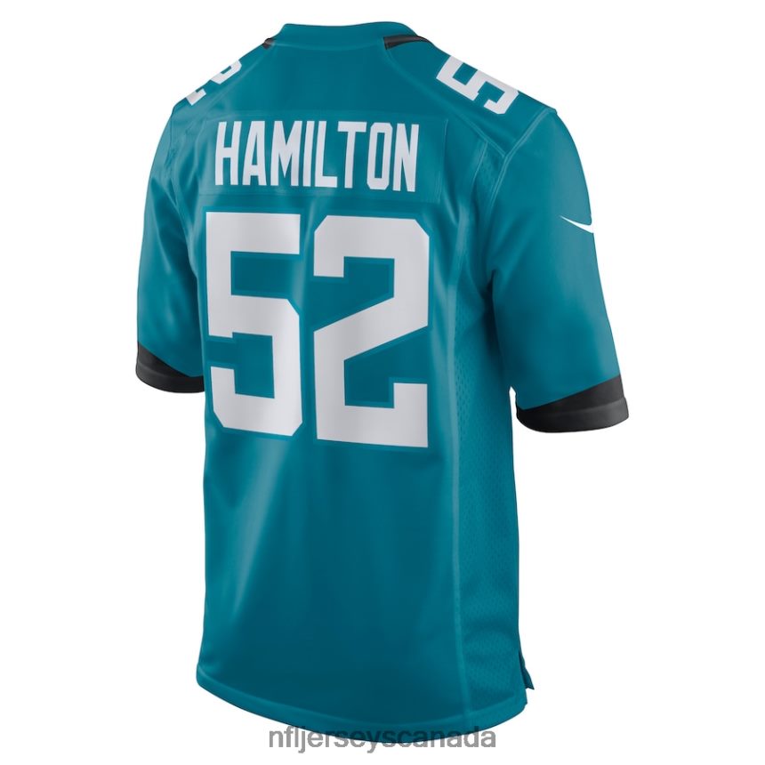 Men Jacksonville Jaguars DaVon Hamilton Nike Teal Game Jersey Clothing NFL TBXFR65676