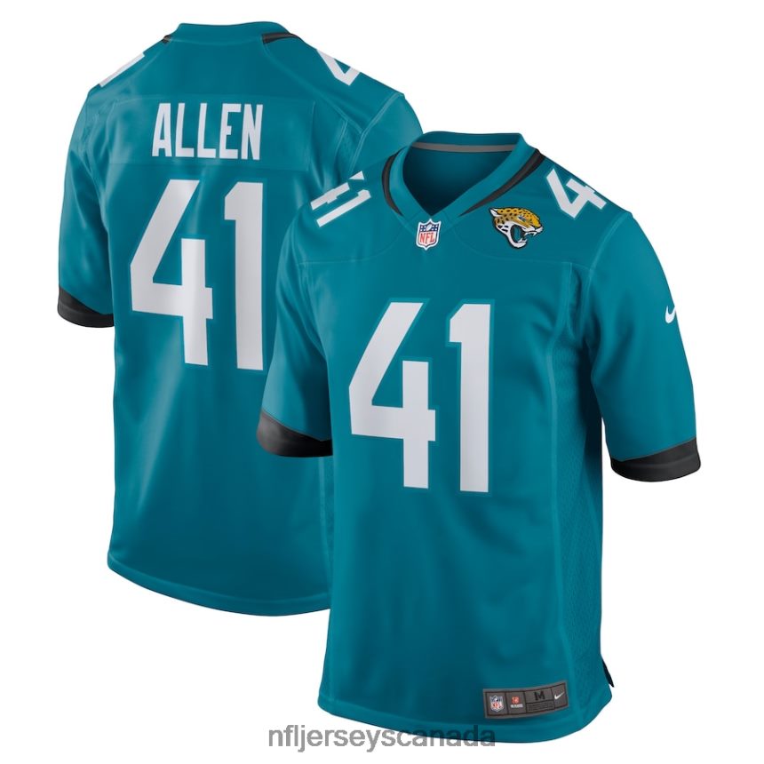 Men Jacksonville Jaguars Josh Allen Nike Teal Game Jersey Clothing NFL TBXFR61417