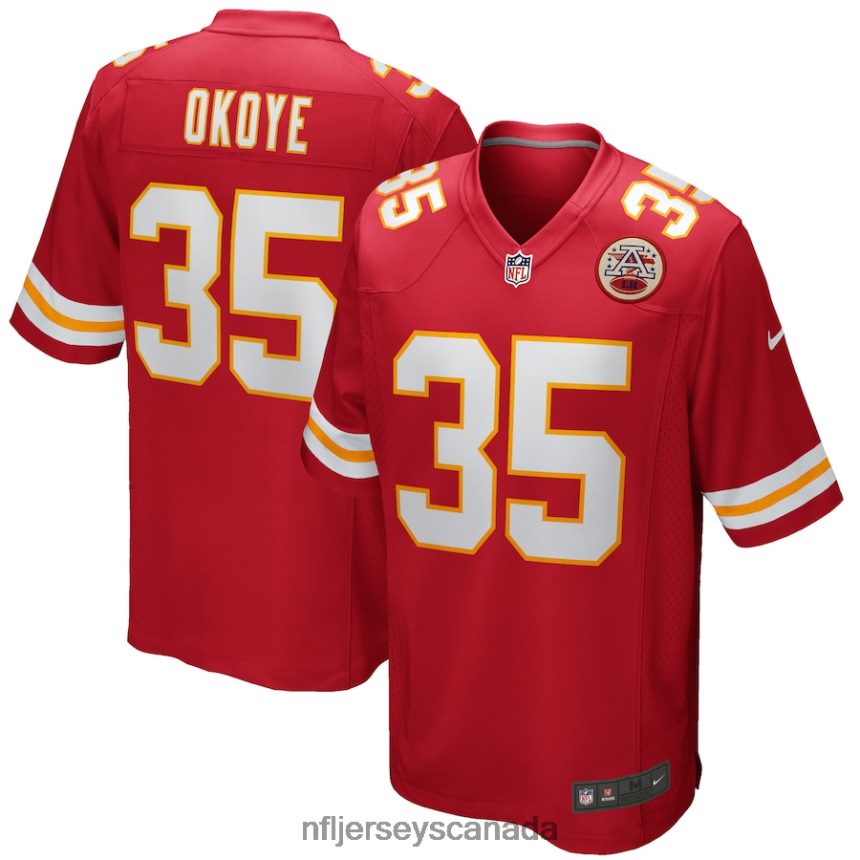 Men Kansas City Chiefs Christian Okoye Nike Red Game Retired Player Jersey Clothing NFL TBXFR6844