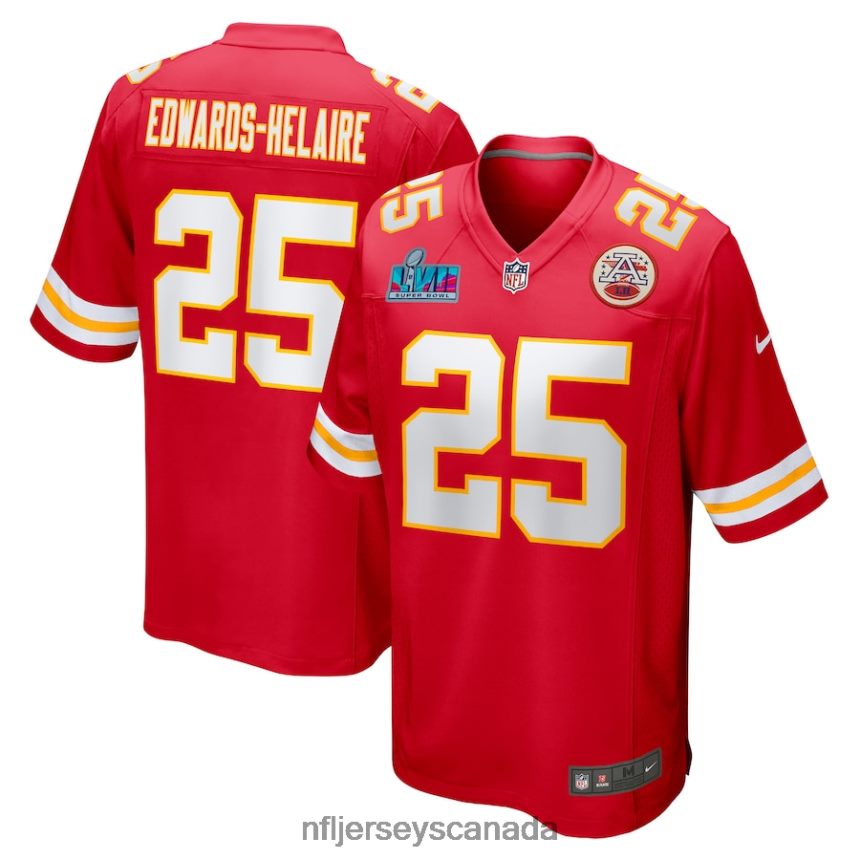 Men Kansas City Chiefs Clyde Edwards-Helaire Nike Red Super Bowl LVII Patch Game Jersey Clothing NFL TBXFR63156