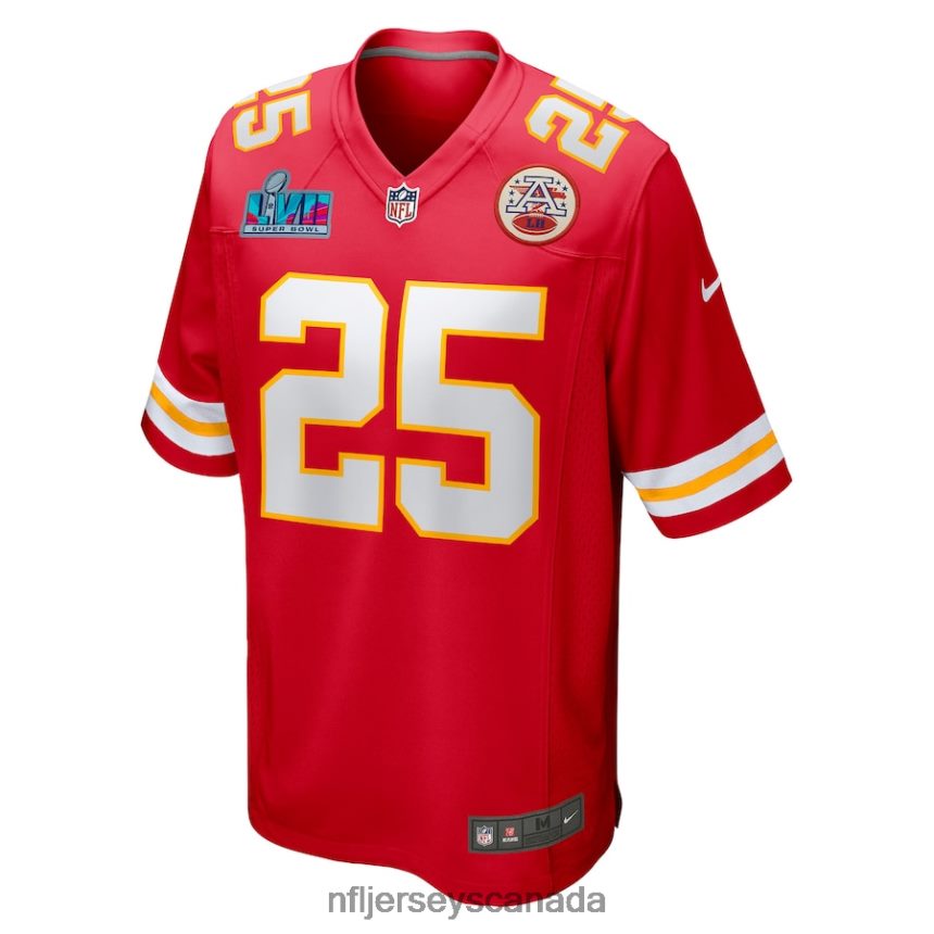Men Kansas City Chiefs Clyde Edwards-Helaire Nike Red Super Bowl LVII Patch Game Jersey Clothing NFL TBXFR63156