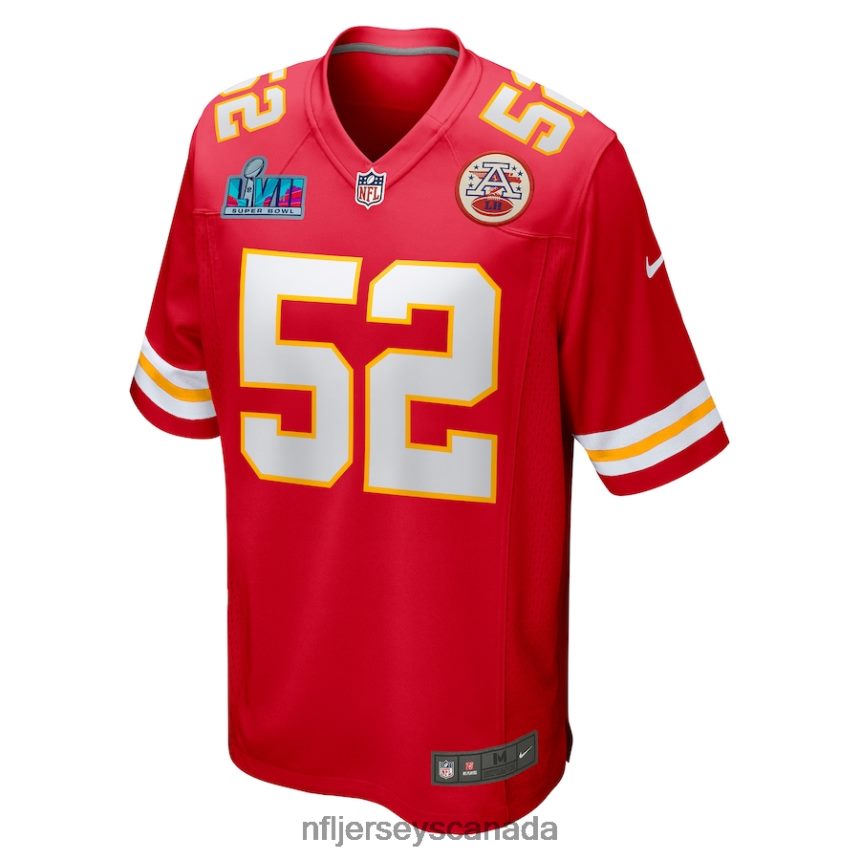 Men Kansas City Chiefs Creed Humphrey Nike Red Super Bowl LVII Patch Game Jersey Clothing NFL TBXFR6799