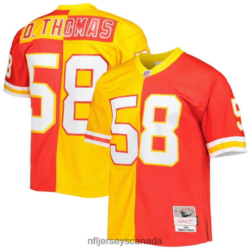 Men Kansas City Chiefs Derrick Thomas Mitchell  Ness Red/Gold 1994 Split Legacy Replica Jersey Clothing NFL TBXFR61404