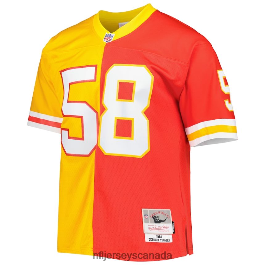 Men Kansas City Chiefs Derrick Thomas Mitchell  Ness Red/Gold 1994 Split Legacy Replica Jersey Clothing NFL TBXFR61404