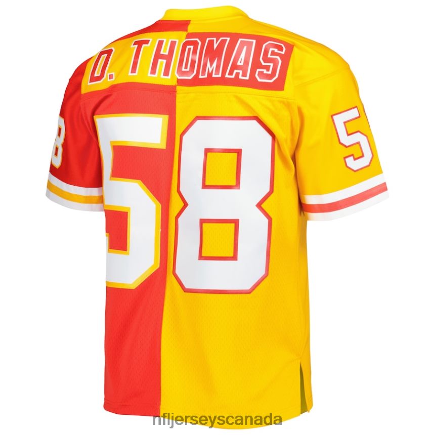 Men Kansas City Chiefs Derrick Thomas Mitchell  Ness Red/Gold 1994 Split Legacy Replica Jersey Clothing NFL TBXFR61404