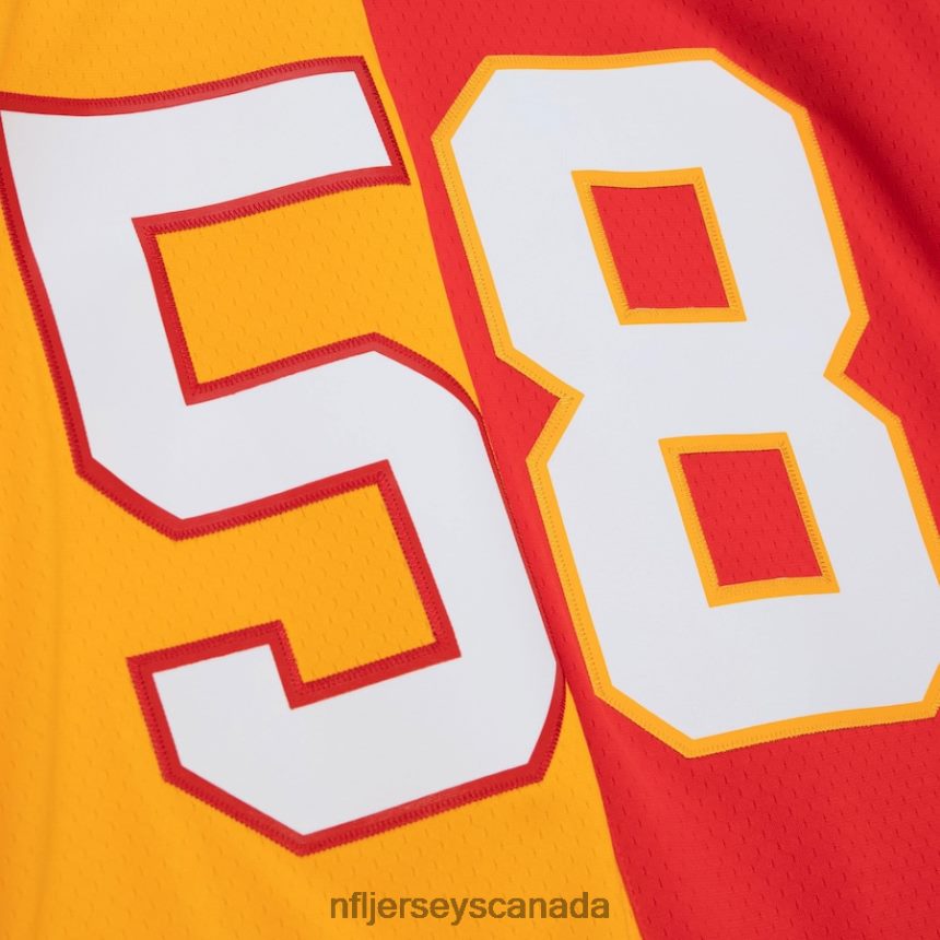 Men Kansas City Chiefs Derrick Thomas Mitchell  Ness Red/Gold 1994 Split Legacy Replica Jersey Clothing NFL TBXFR61404
