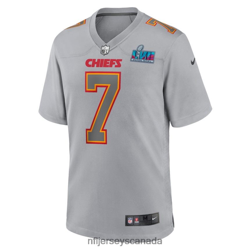 Men Kansas City Chiefs Harrison Butker Nike Gray Super Bowl LVII Patch Atmosphere Fashion Game Jersey Clothing NFL TBXFR61125