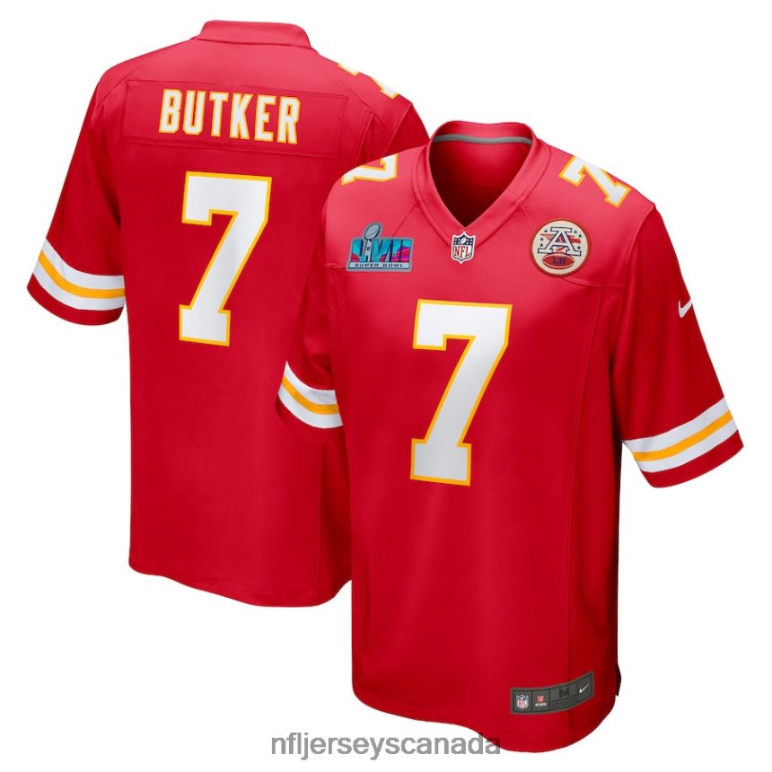 Men Kansas City Chiefs Harrison Butker Nike Red Super Bowl LVII Patch Game Jersey Clothing NFL TBXFR6538