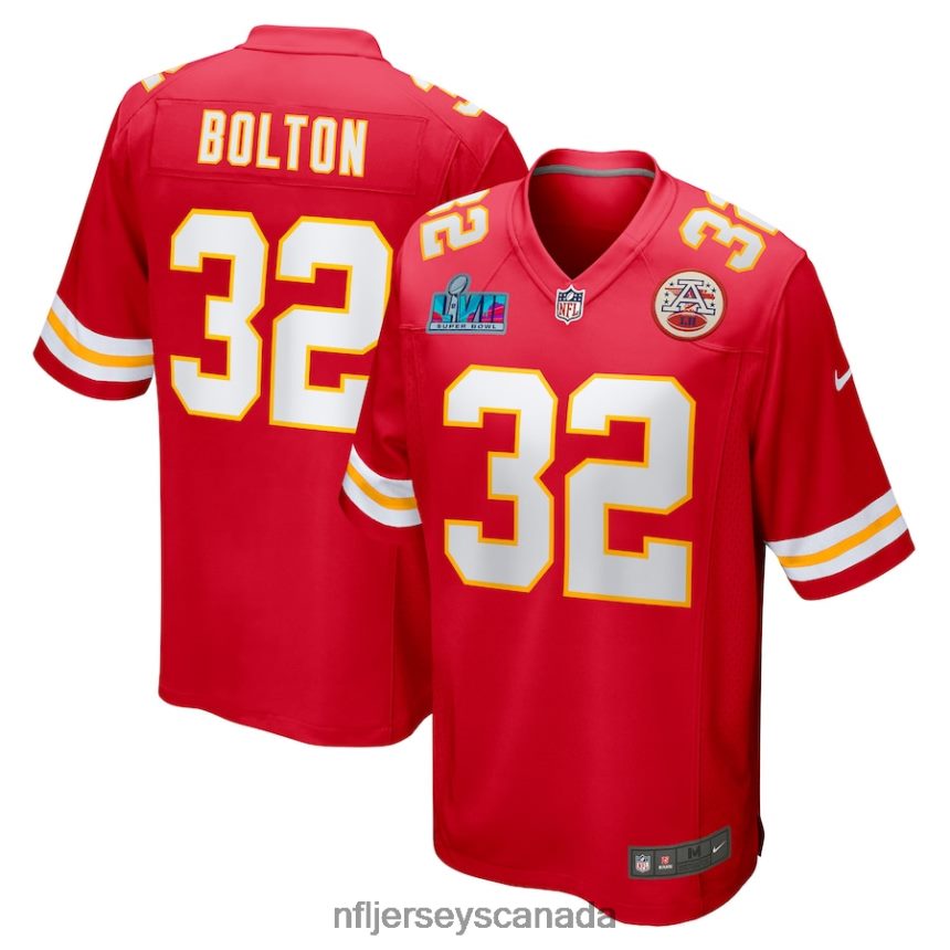 Men Kansas City Chiefs Nick Bolton Nike Red Super Bowl LVII Patch Game Jersey Clothing NFL TBXFR6259