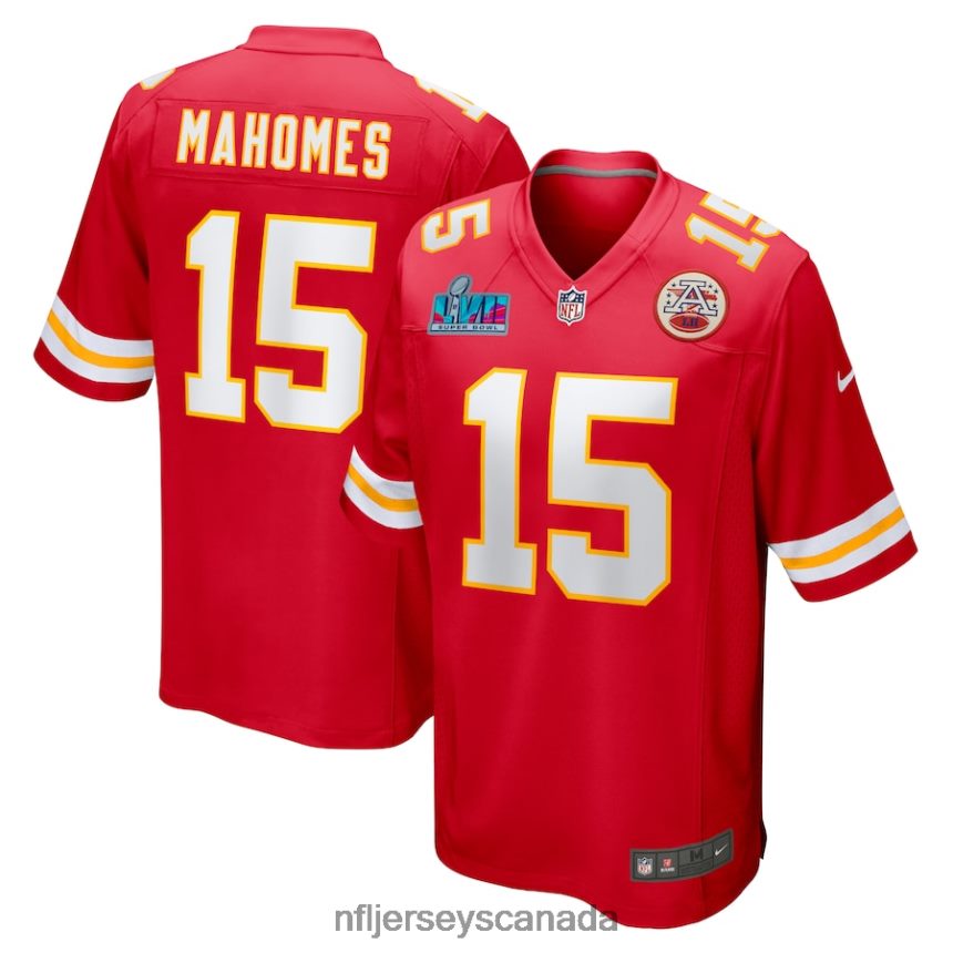 Men Kansas City Chiefs Patrick Mahomes Nike Red Super Bowl LVII Patch Game Jersey Clothing NFL TBXFR65