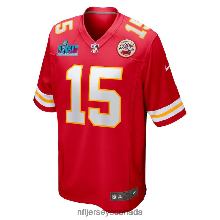 Men Kansas City Chiefs Patrick Mahomes Nike Red Super Bowl LVII Patch Game Jersey Clothing NFL TBXFR65