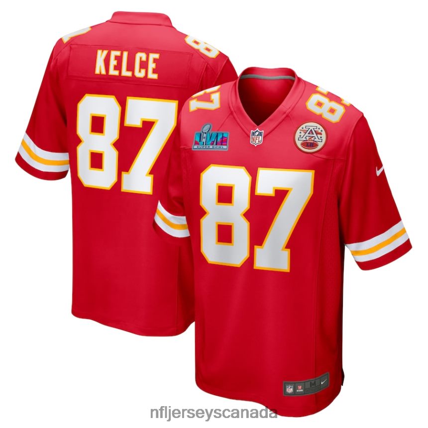 Men Kansas City Chiefs Travis Kelce Nike Red Super Bowl LVII Patch Game Jersey Clothing NFL TBXFR633
