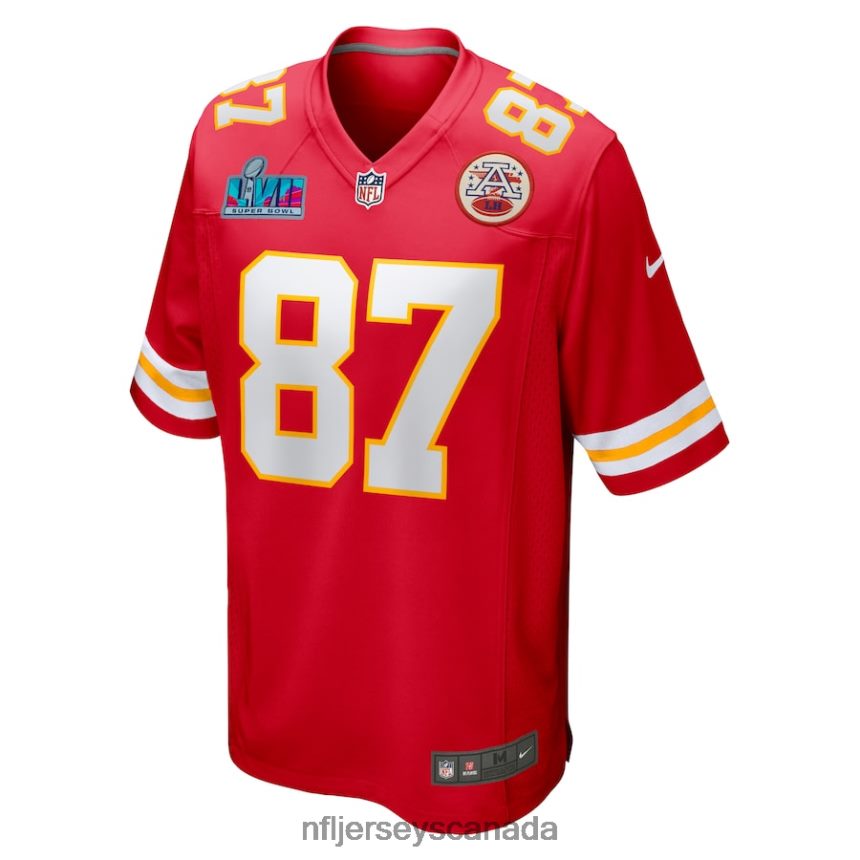 Men Kansas City Chiefs Travis Kelce Nike Red Super Bowl LVII Patch Game Jersey Clothing NFL TBXFR633
