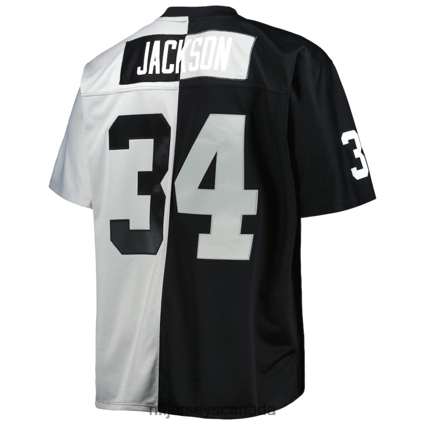 Men Las Vegas Raiders Bo Jackson Mitchell  Ness Black/Silver Big  Tall Split Legacy Retired Player Replica Jersey Clothing NFL TBXFR62144