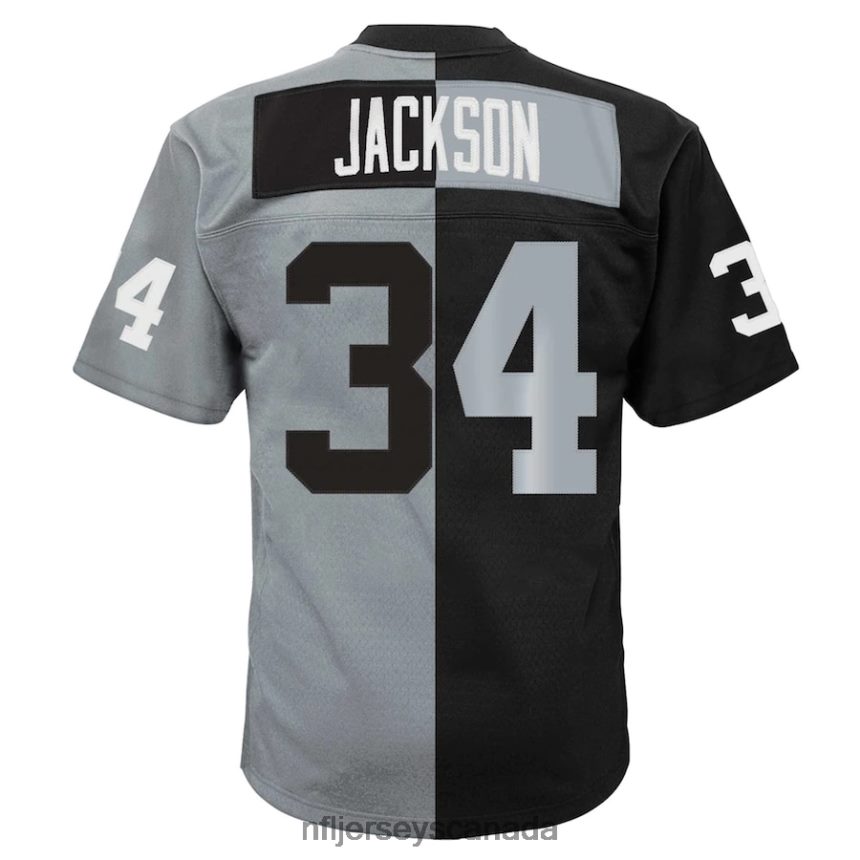 Men Las Vegas Raiders Bo Jackson Mitchell  Ness Black/Silver Big  Tall Split Legacy Retired Player Replica Jersey Clothing NFL TBXFR62144