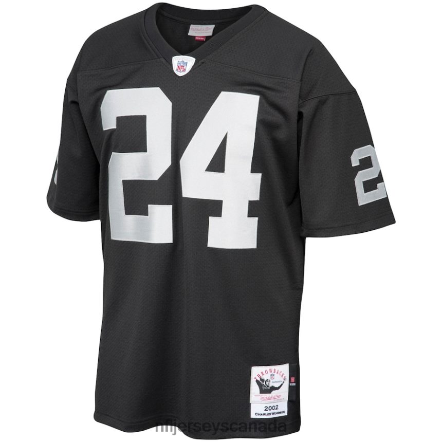 Men Las Vegas Raiders Charles Woodson Mitchell  Ness Black 2002 Authentic Throwback Retired Player Jersey Clothing NFL TBXFR6497