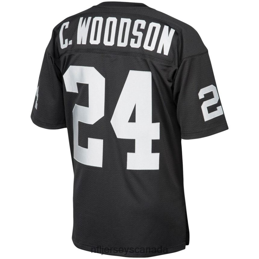 Men Las Vegas Raiders Charles Woodson Mitchell  Ness Black 2002 Authentic Throwback Retired Player Jersey Clothing NFL TBXFR6497