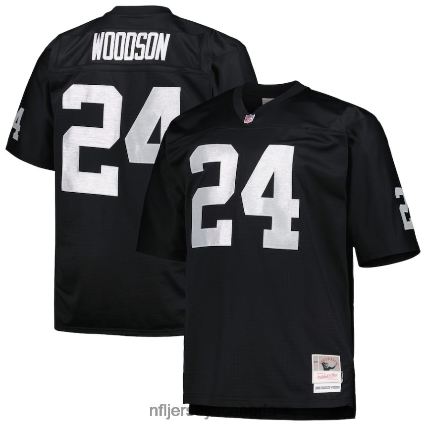 Men Las Vegas Raiders Charles Woodson Mitchell  Ness Black Big  Tall 1998 Retired Player Replica Jersey Clothing NFL TBXFR6678