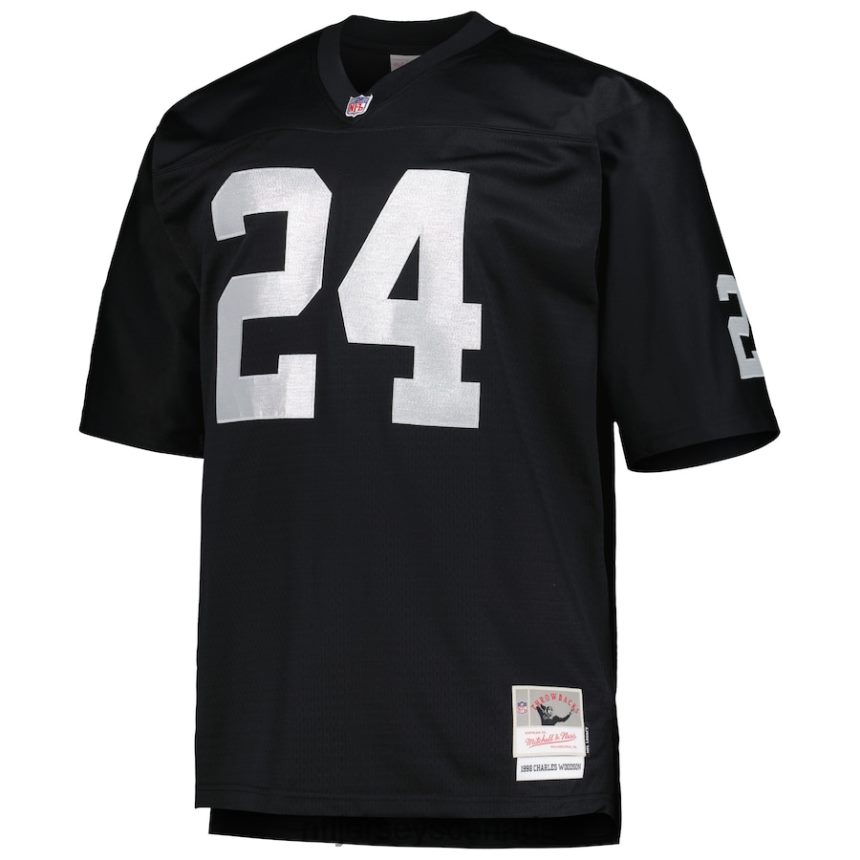 Men Las Vegas Raiders Charles Woodson Mitchell  Ness Black Big  Tall 1998 Retired Player Replica Jersey Clothing NFL TBXFR6678