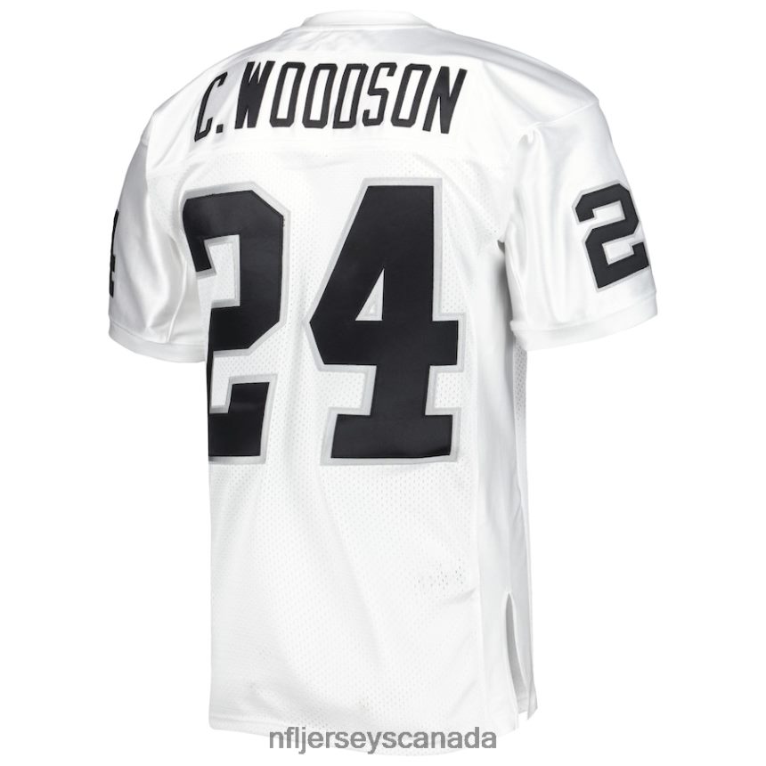 Men Las Vegas Raiders Charles Woodson Mitchell  Ness White 2002 Super Bowl XXXVII Authentic Retired Player Jersey Clothing NFL TBXFR61416