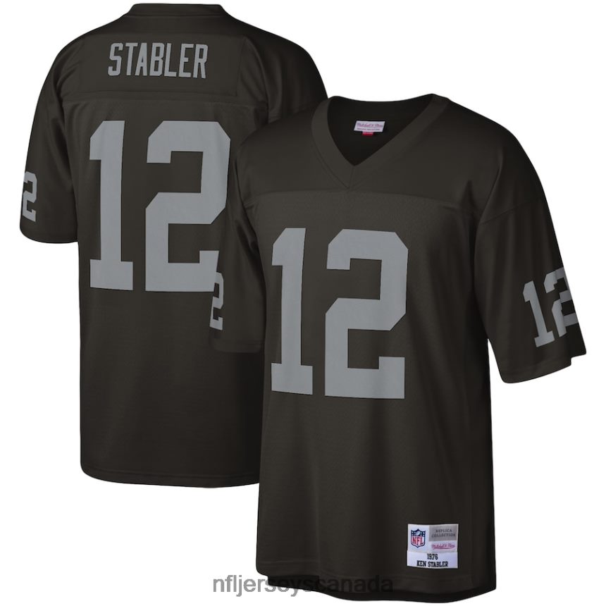Men Las Vegas Raiders Ken Stabler Mitchell  Ness Black Legacy Replica Jersey Clothing NFL TBXFR62428