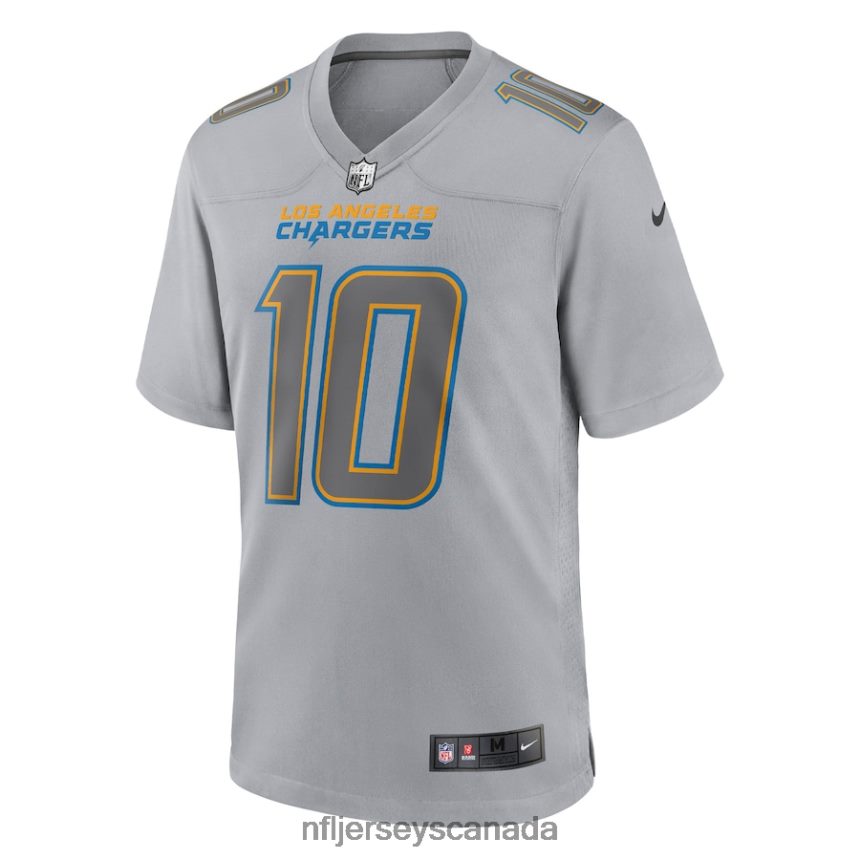 Men Los Angeles Chargers Justin Herbert Nike Gray Atmosphere Fashion Game Jersey Clothing NFL TBXFR61338
