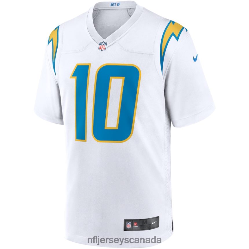 Men Los Angeles Chargers Justin Herbert Nike White Game Jersey Clothing NFL TBXFR6292