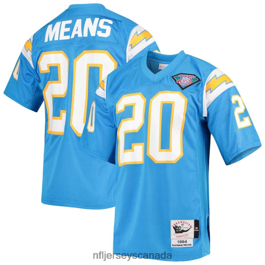 Men Los Angeles Chargers Natrone Means Mitchell  Ness Powder Blue Authentic Retired Player Jersey Clothing NFL TBXFR62504