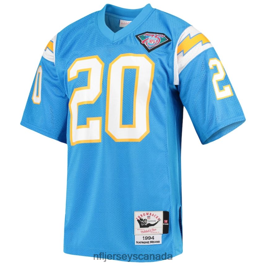 Men Los Angeles Chargers Natrone Means Mitchell  Ness Powder Blue Authentic Retired Player Jersey Clothing NFL TBXFR62504