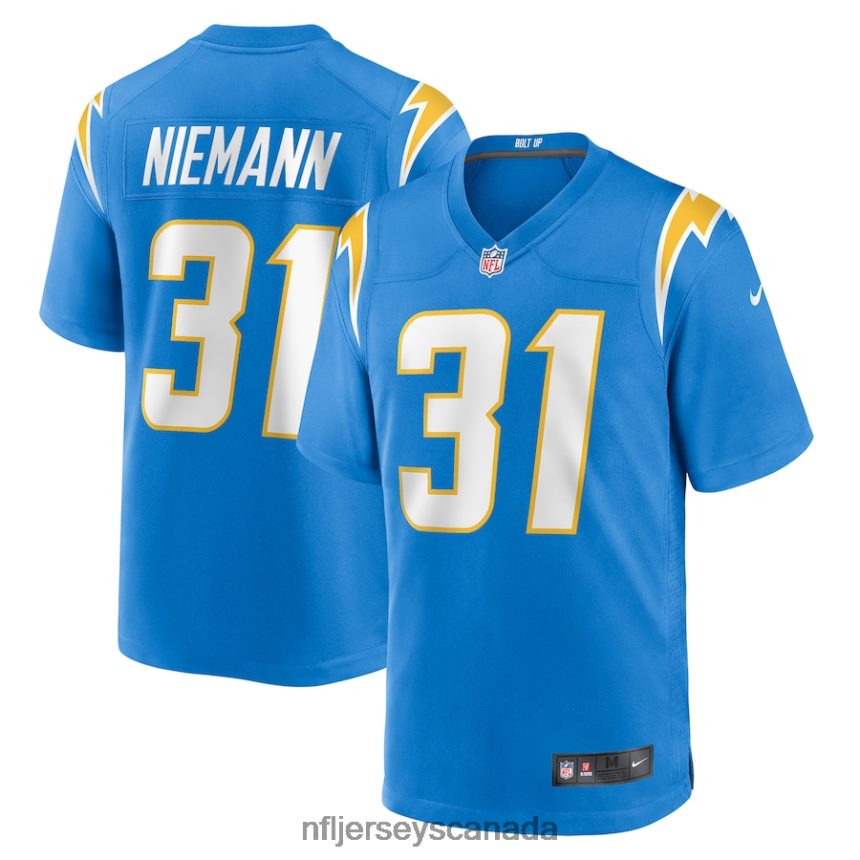 Men Los Angeles Chargers Nick Niemann Nike Powder Blue Game Player Jersey Clothing NFL TBXFR64790