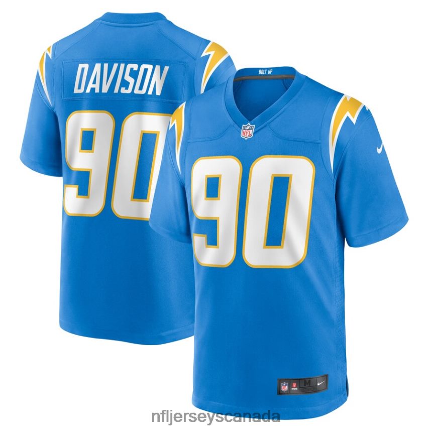 Men Los Angeles Chargers Tyeler Davison Nike Powder Blue Home Game Player Jersey Clothing NFL TBXFR66227