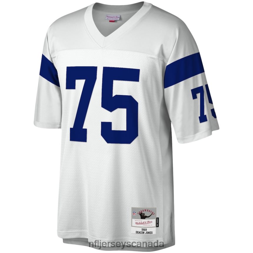 Men Los Angeles Rams Deacon Jones Mitchell  Ness White 1969 Legacy Replica Jersey Clothing NFL TBXFR63787