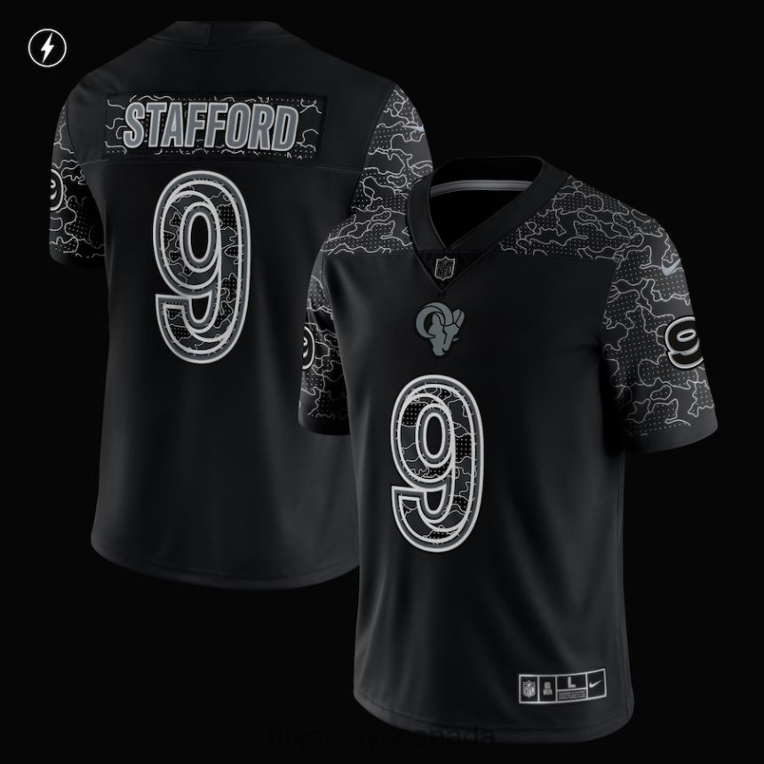 Men Los Angeles Rams Matthew Stafford Nike Black RFLCTV Limited Jersey Clothing NFL TBXFR64843