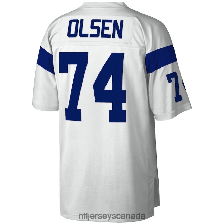 Men Los Angeles Rams Merlin Olsen Mitchell  Ness White 1969 Legacy Replica Jersey Clothing NFL TBXFR63132