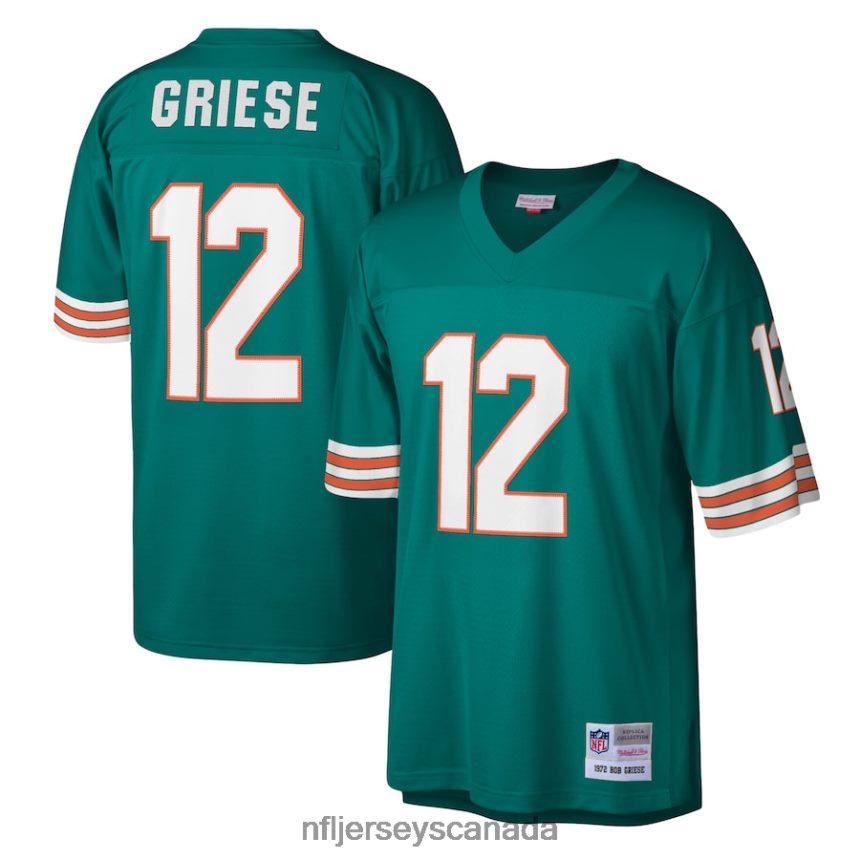 Men Miami Dolphins Bob Griese Mitchell  Ness Aqua 1972 Legacy Replica Jersey Clothing NFL TBXFR63231
