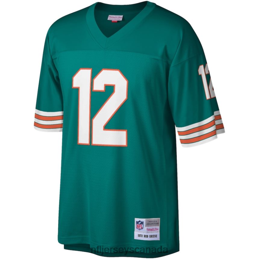 Men Miami Dolphins Bob Griese Mitchell  Ness Aqua 1972 Legacy Replica Jersey Clothing NFL TBXFR63231