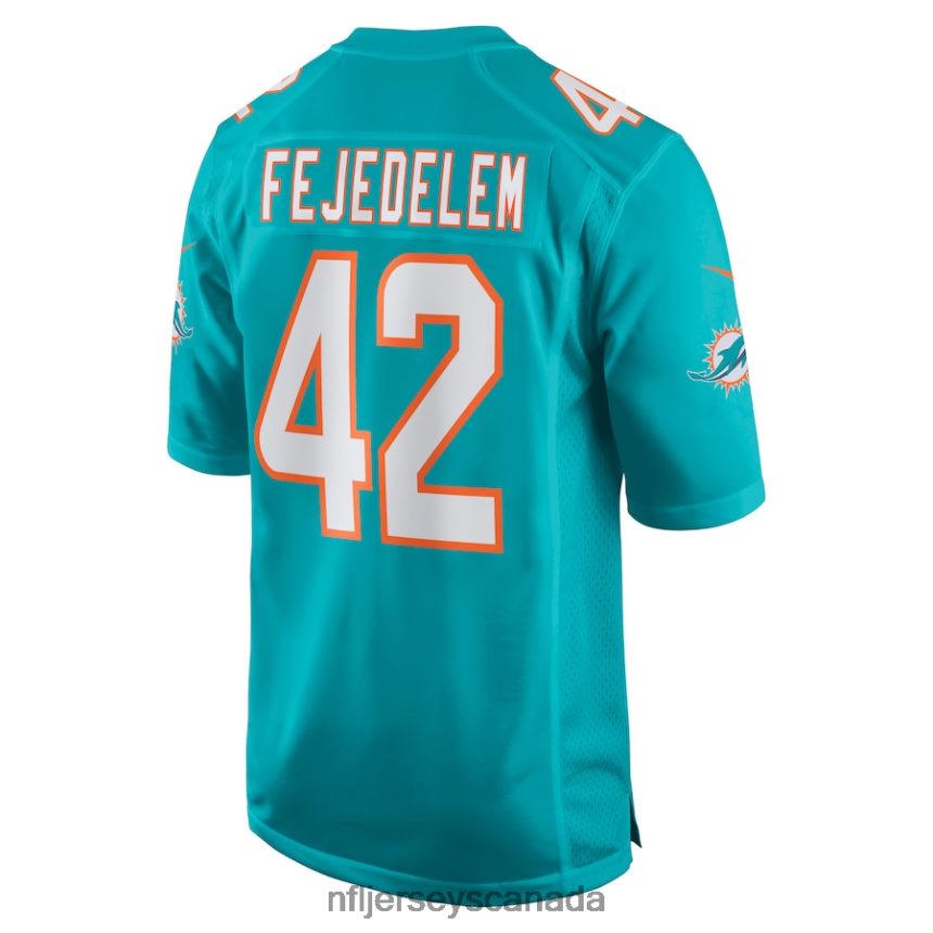 Men Miami Dolphins Clayton Fejedelem Nike Aqua Game Jersey Clothing NFL TBXFR66057