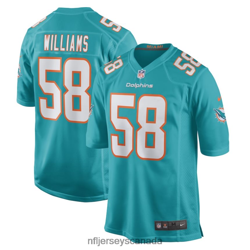 Men Miami Dolphins Connor Williams Nike Aqua Game Player Jersey Clothing NFL TBXFR64367