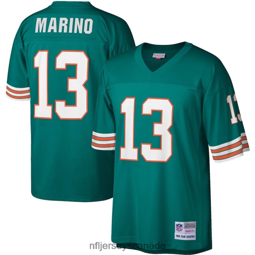 Men Miami Dolphins Dan Marino Mitchell  Ness Aqua 1984 Legacy Replica Jersey Clothing NFL TBXFR61571