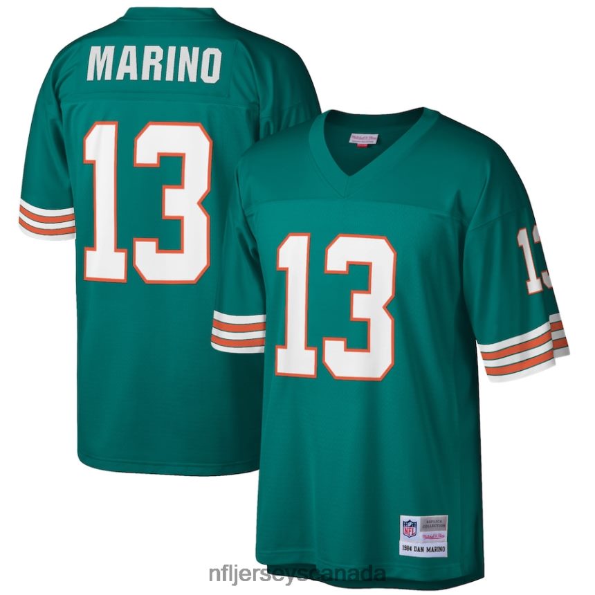 Men Miami Dolphins Dan Marino Mitchell  Ness Aqua Big  Tall 1984 Retired Player Replica Jersey Clothing NFL TBXFR61213