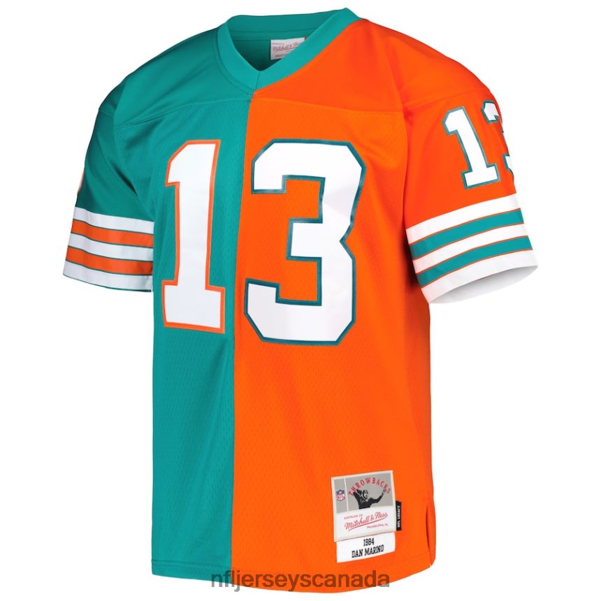 Men Miami Dolphins Dan Marino Mitchell  Ness Aqua/Orange 1984 Split Legacy Replica Jersey Clothing NFL TBXFR6391
