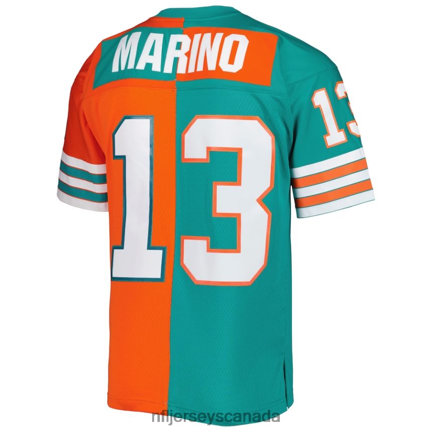 Men Miami Dolphins Dan Marino Mitchell  Ness Aqua/Orange 1984 Split Legacy Replica Jersey Clothing NFL TBXFR6391