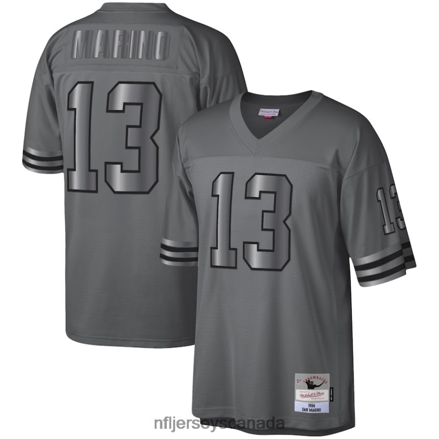 Men Miami Dolphins Dan Marino Mitchell  Ness Charcoal 1984 Retired Player Metal Legacy Jersey Clothing NFL TBXFR63996